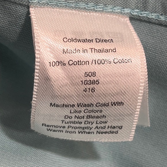 2 Coldwater Creek No Iron Long Sleeve Button Down Shirts Agua Cream Size Medium - Picture 10 of 13